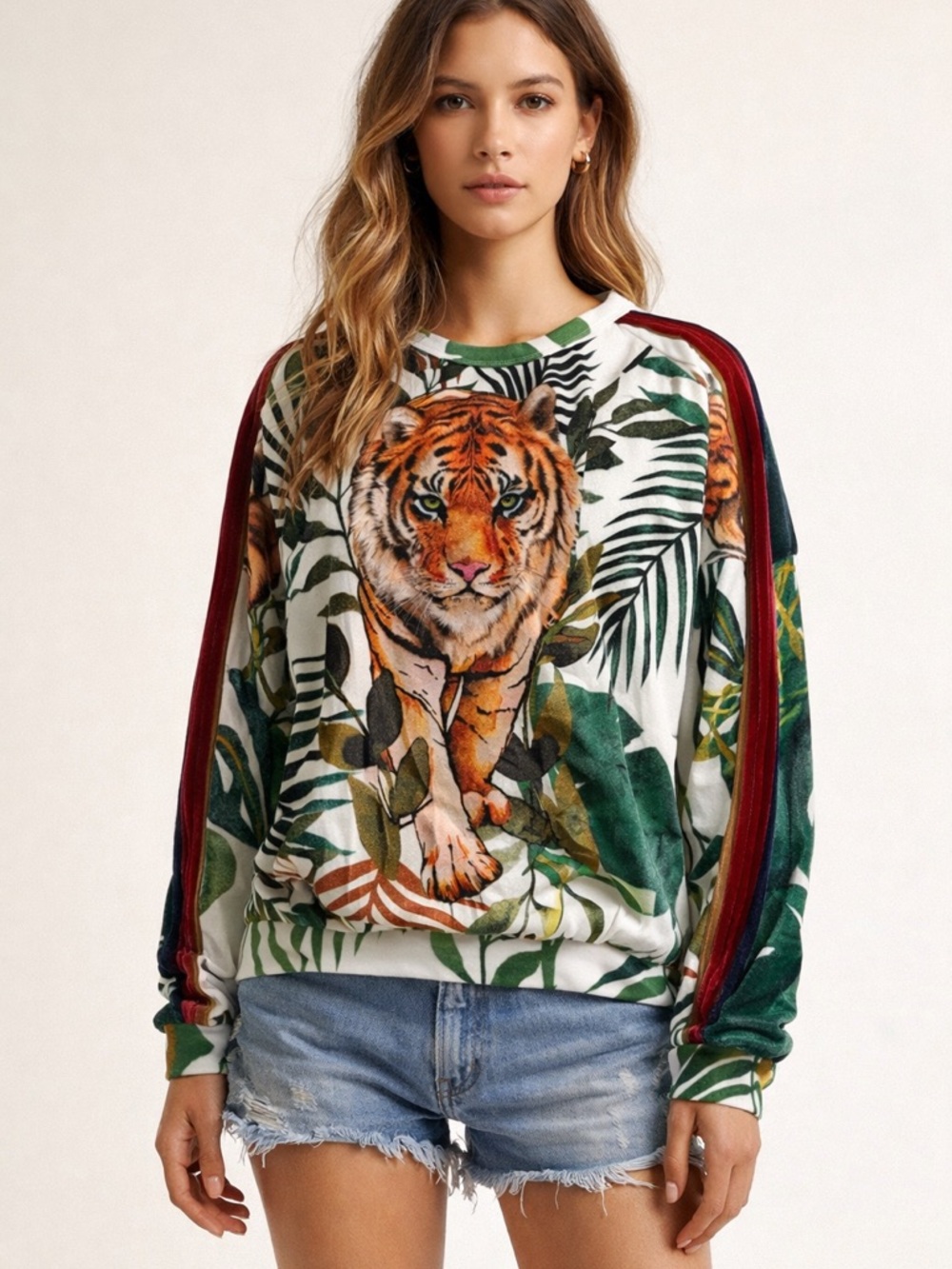 Sold Out Aviator Nation Velour Jungle Tiger Crew
